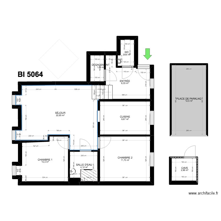 BI 5064. Plan de 11 pièces et 86 m2