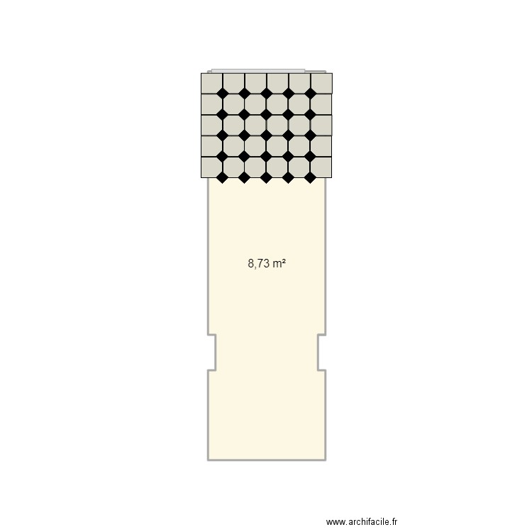 entrée. Plan de 1 pièce et 9 m2