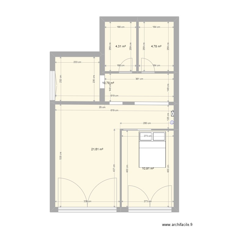montigny3. Plan de 5 pièces et 52 m2