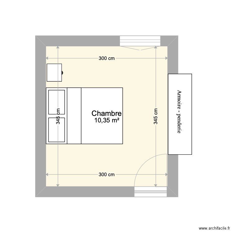 Chambre Cam. Plan de 1 pièce et 10 m2