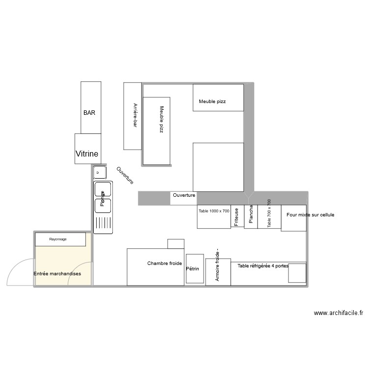 Plan magasin. Plan de 1 pièce et 3 m2