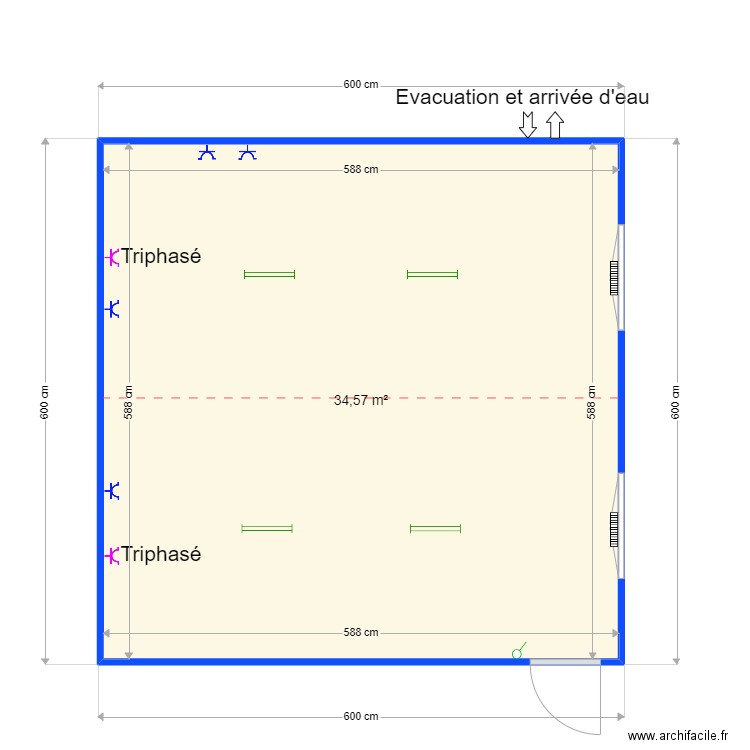 Clarita Pâtisseries. Plan de 1 pièce et 35 m2