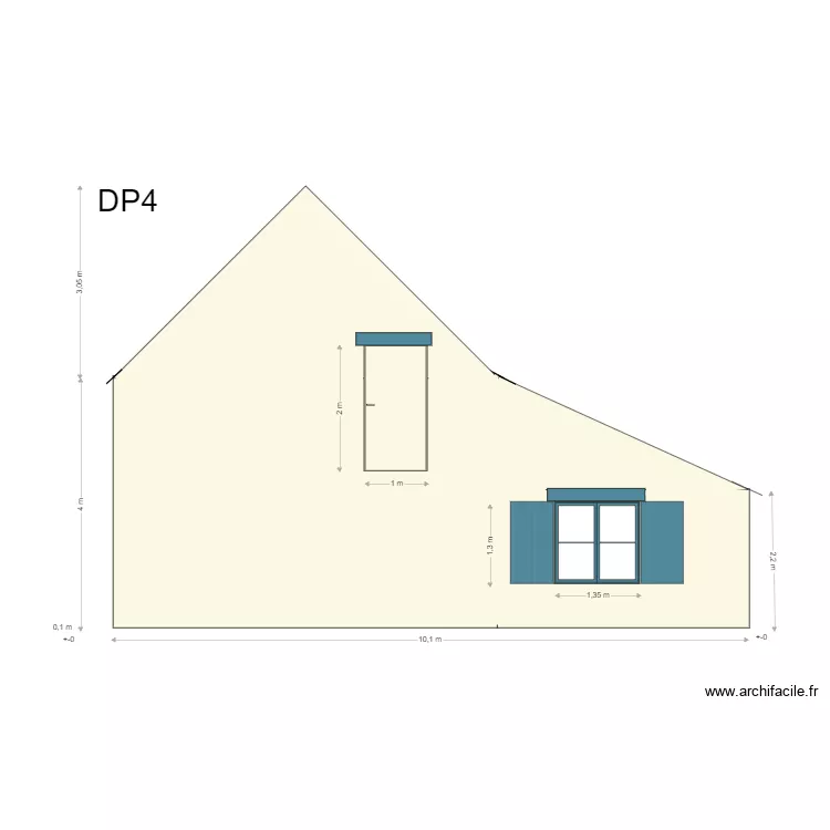 Pignon est cot&eacute; cour . Plan de 