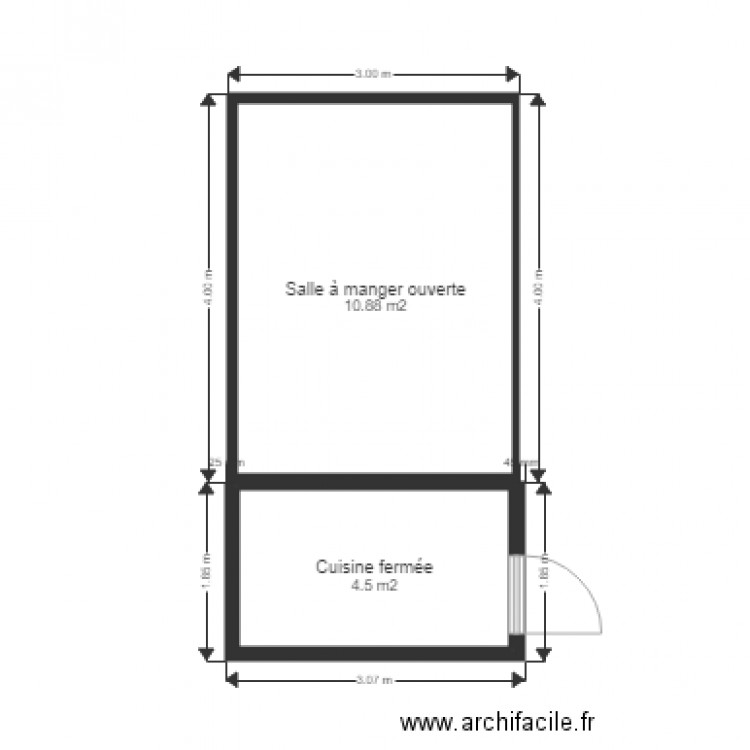 Cuisine extérieure. Plan de 2 pièces et 15 m2