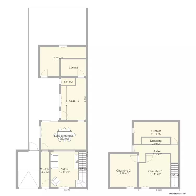 Maison apr&egrave;s mb. Plan de 