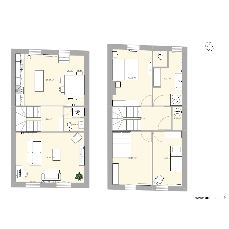 Fitou Etage 1. Plan de 11 pièces et 101 m2