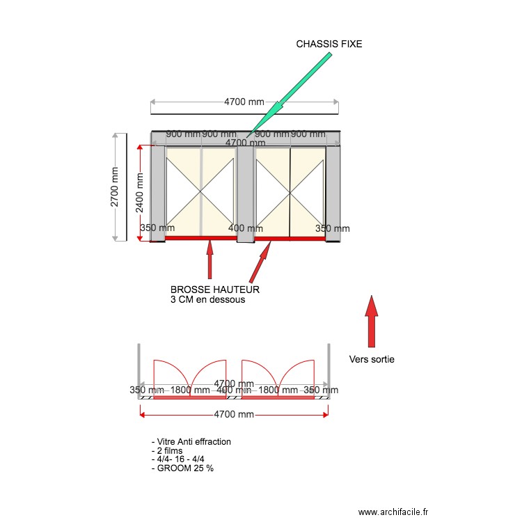 PORTES SALLE EXTERIEURE. Plan de 0 pièce et 0 m2