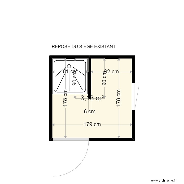 BRIOIS MALVINA . Plan de 1 pièce et 3 m2