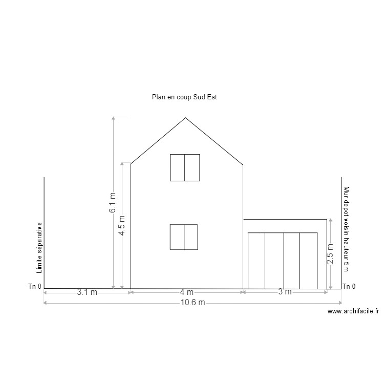 plan en coup sud est. Plan de 0 pièce et 0 m2