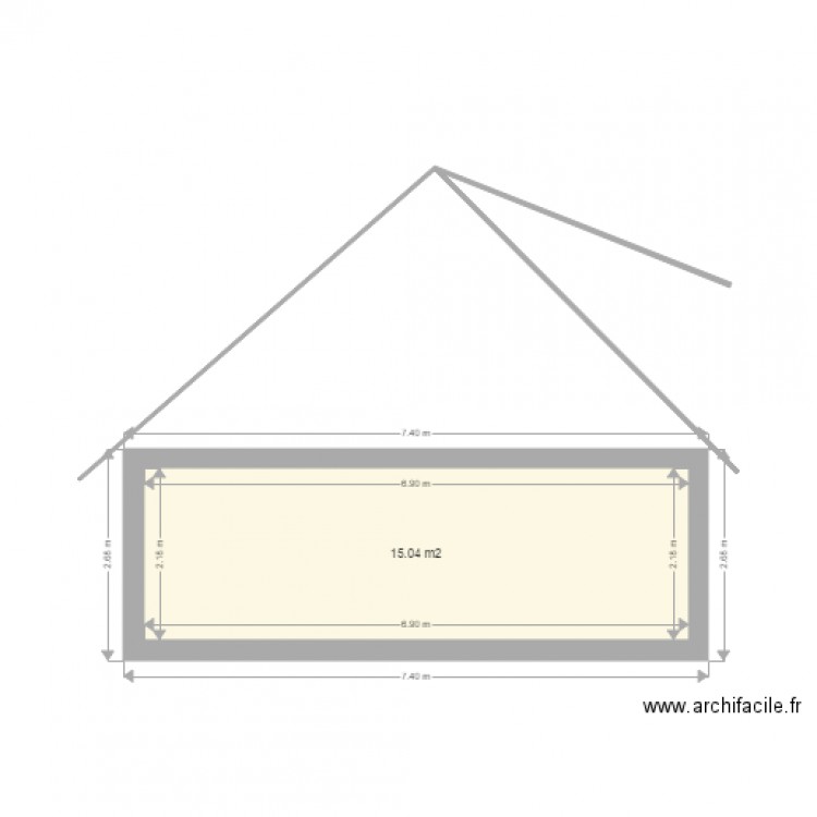 toit. Plan de 1 pièce et 15 m2