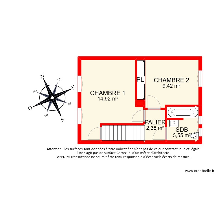 BI8221 etage. Plan de 8 pièces et 34 m2