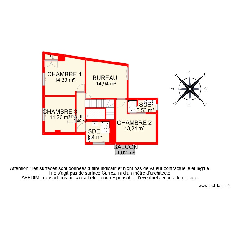 BI 10092 ETAGE. Plan de 30 pièces et 229 m2