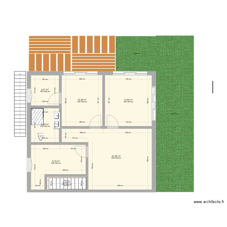 Maison annexe 1er étage. Plan de 7 pièces et 64 m2