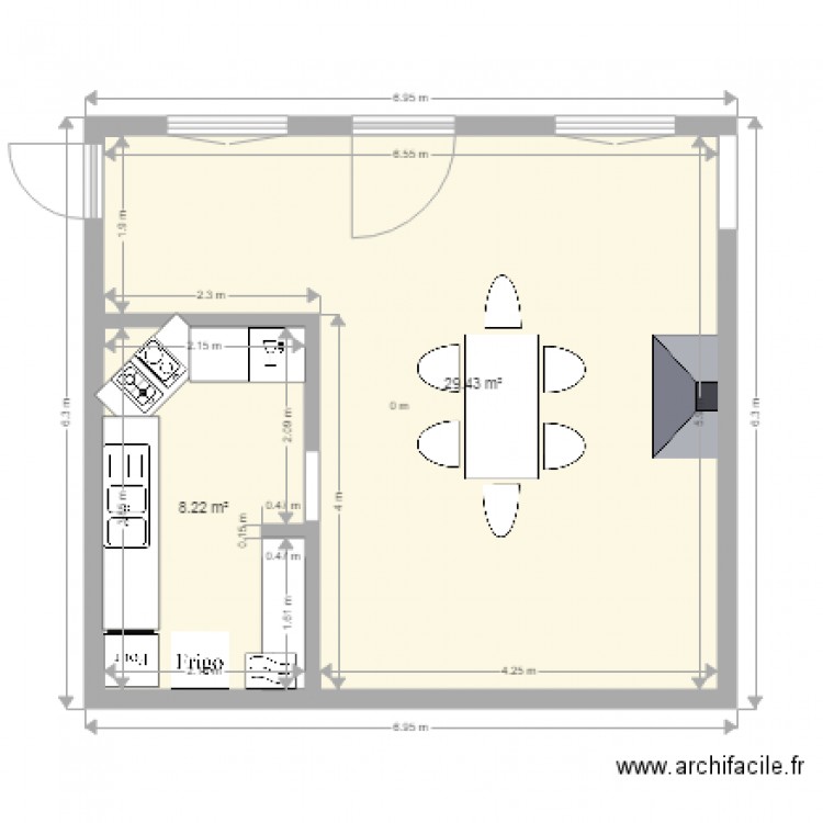 Cuisine existant. Plan de 0 pièce et 0 m2