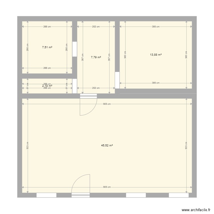 GMST2. Plan de 5 pièces et 77 m2