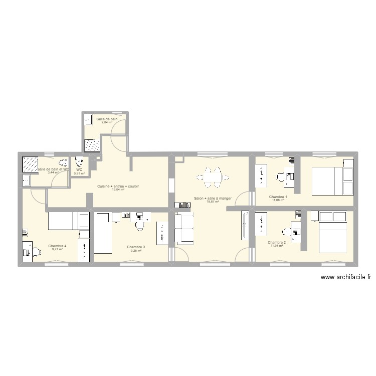 Surgères à débattre. Plan de 12 pièces et 92 m2