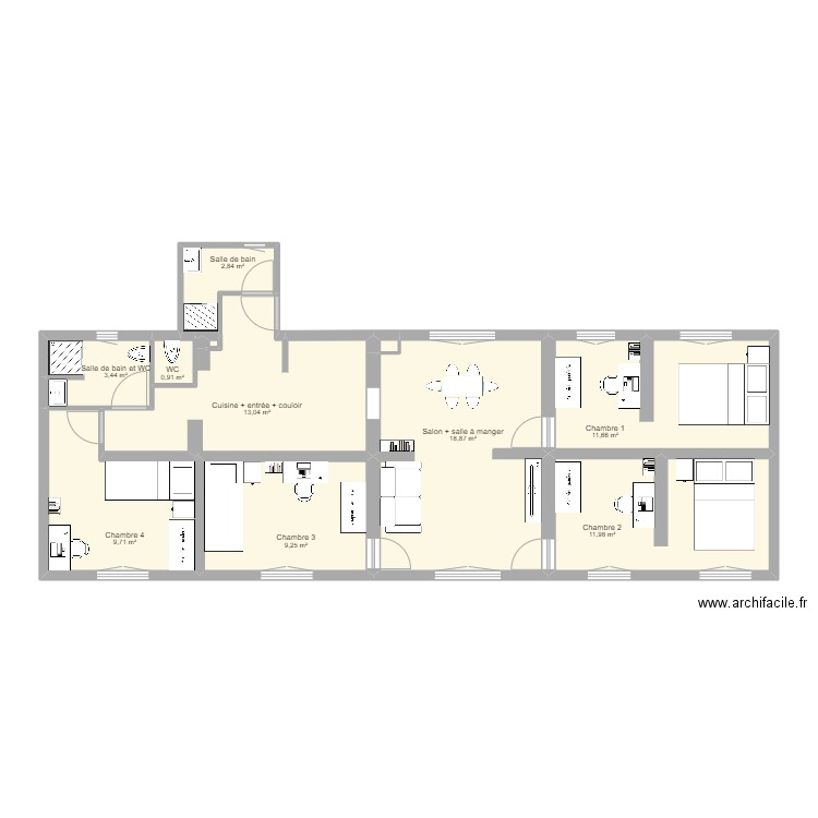 Surgères à débattre. Plan de 11 pièces et 82 m2