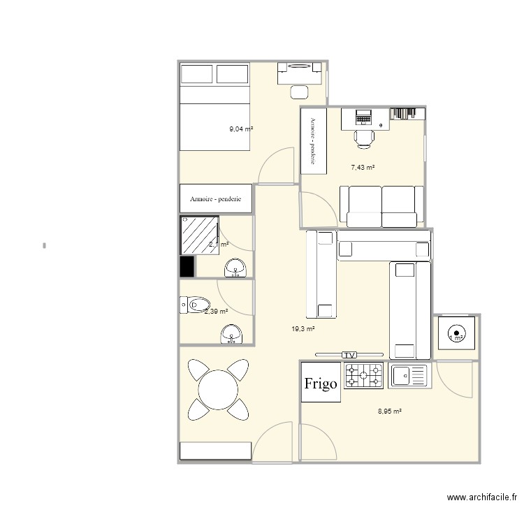 ANDALOUS. Plan de 8 pièces et 50 m2