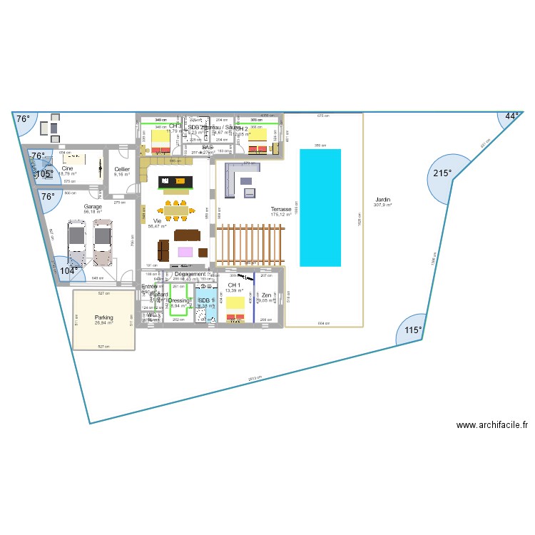 Plan 9-Bis N&B. Plan de 20 pièces et 1217 m2