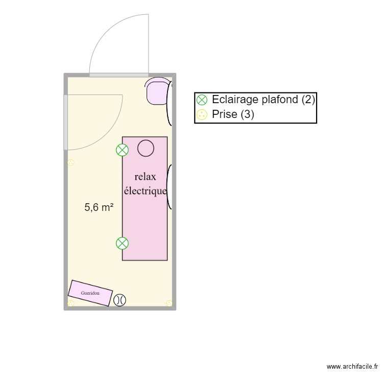 cabine AMR. Plan de 1 pièce et 6 m2