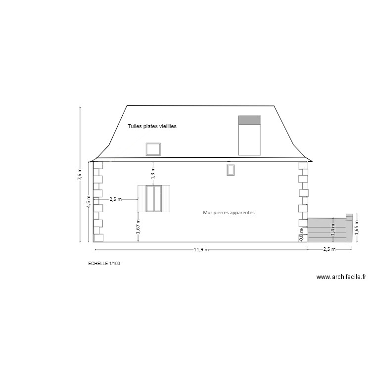 PLAN FACADE OUEST. Plan de 0 pièce et 0 m2