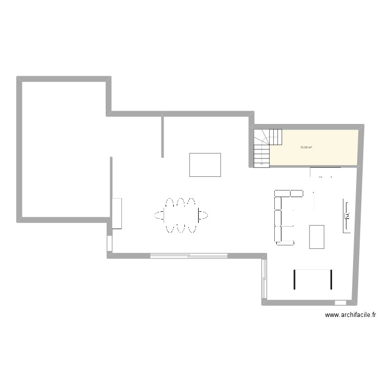 plan salon. Plan de 1 pièce et 10 m2