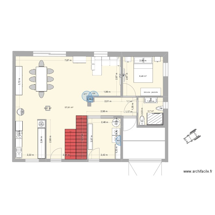 papa 3. Plan de 5 pièces et 70 m2