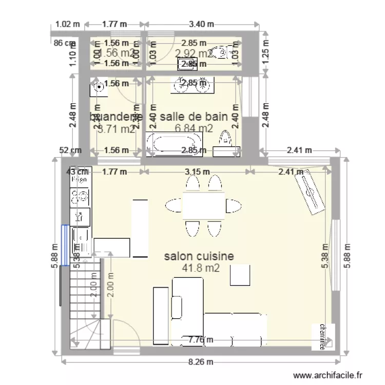 appartement rez montricher . Plan de 