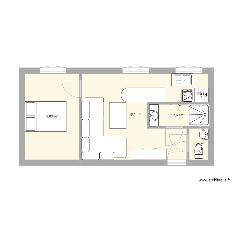 plan 2. Plan de 4 pièces et 32 m2