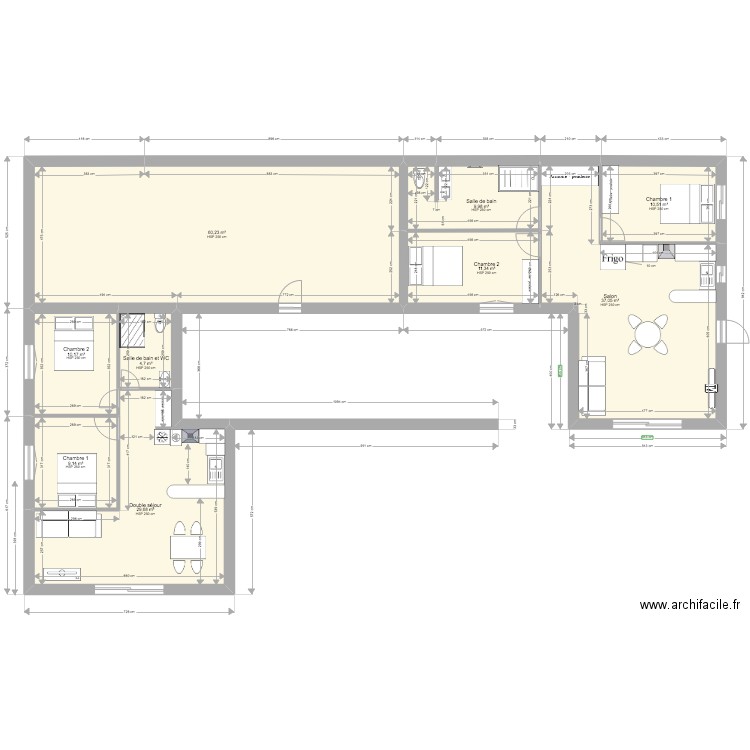 MODIF CELINE. Plan de 9 pièces et 183 m2