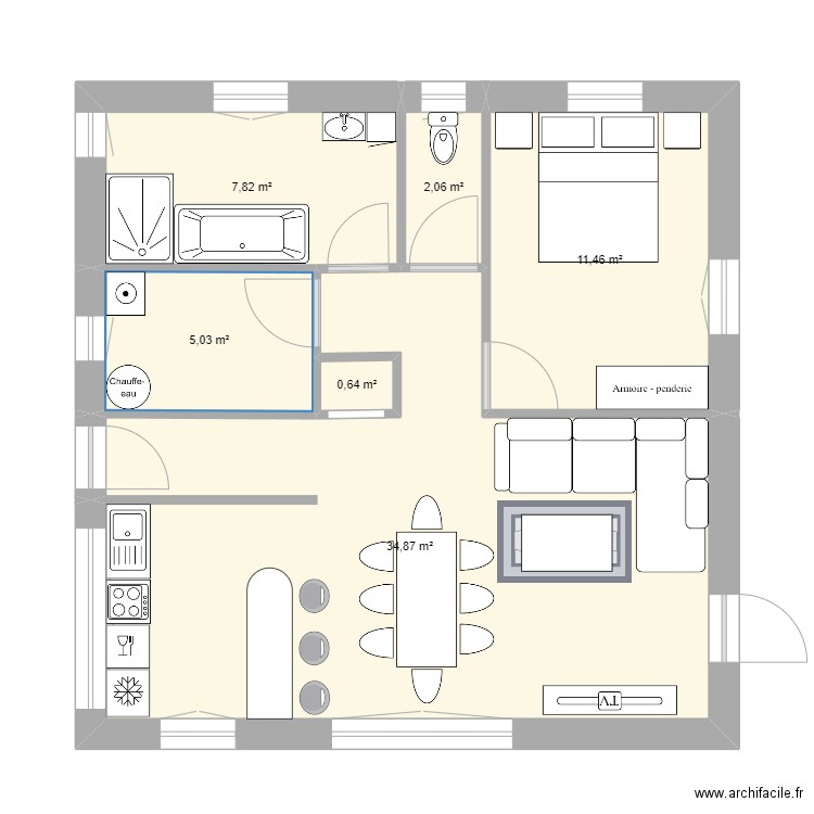 maison moi. Plan de 6 pièces et 62 m2