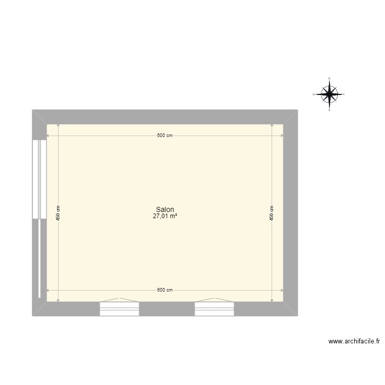 RDC. Plan de 1 pièce et 27 m2