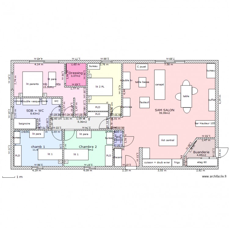 plan rectangle final. Plan de 0 pièce et 0 m2