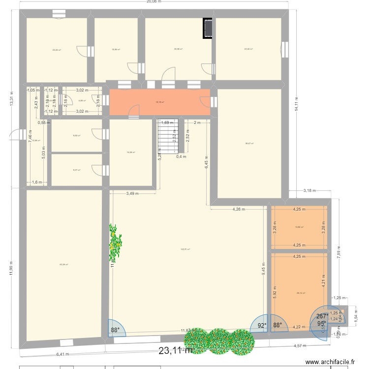 Sabran 1er étage. Plan de 16 pièces et 441 m2