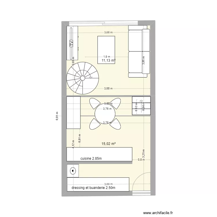 atelier appt n&deg;2. Plan de 