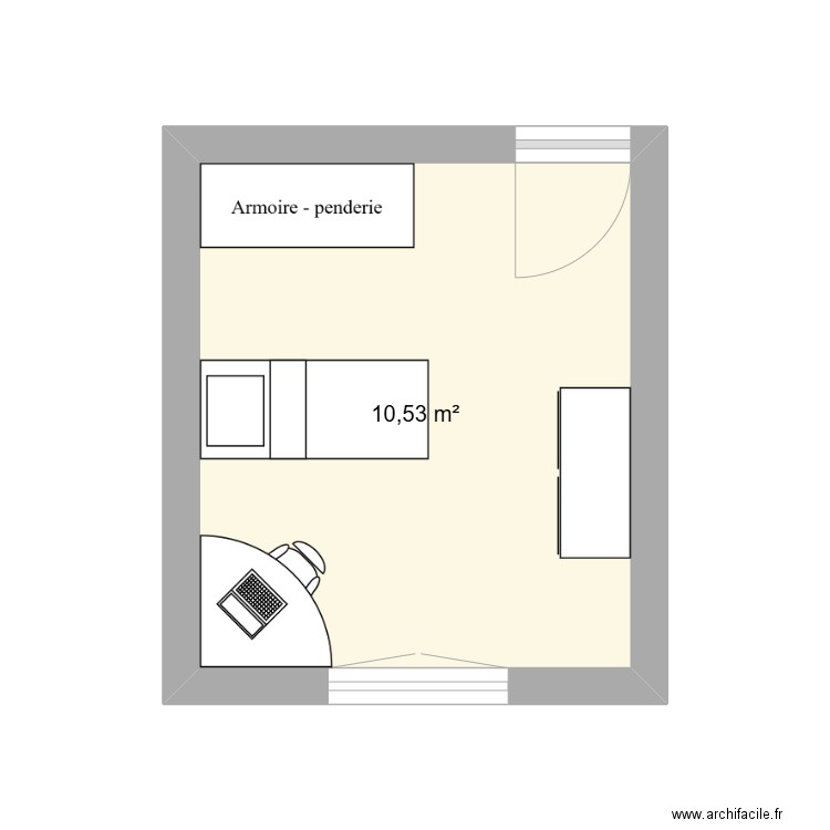 chambre Léonie. Plan de 1 pièce et 11 m2