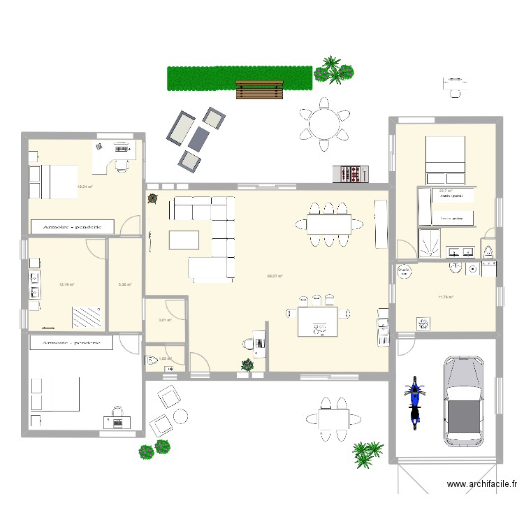 Plan 1. Plan de 8 pièces et 143 m2