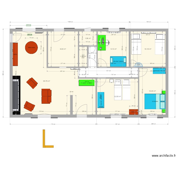 Luneray bleu avec meuble sans véranda v2. Plan de 0 pièce et 0 m2