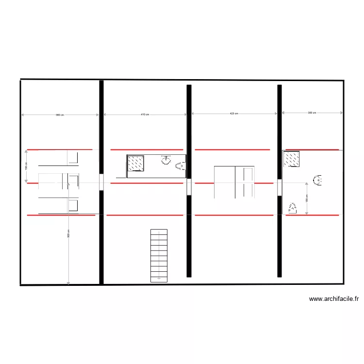 &eacute;tage cote 1. Plan de 