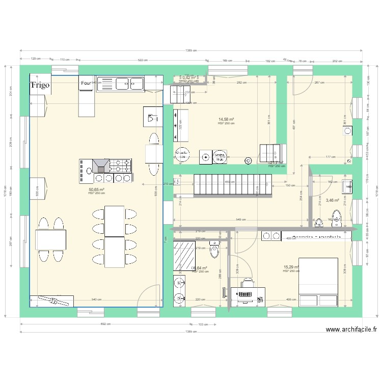 Caro plan RdC aménagement du 8 janvier 2022. Plan de 7 pièces et 113 m2