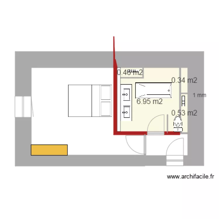 salle de bains 30 d&eacute;cembre. Plan de 
