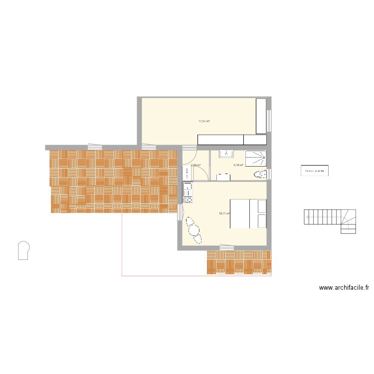 FACADE SUD VERSION 2. Plan de 4 pièces et 41 m2