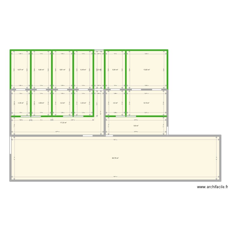 chenil. Plan de 16 pièces et 191 m2