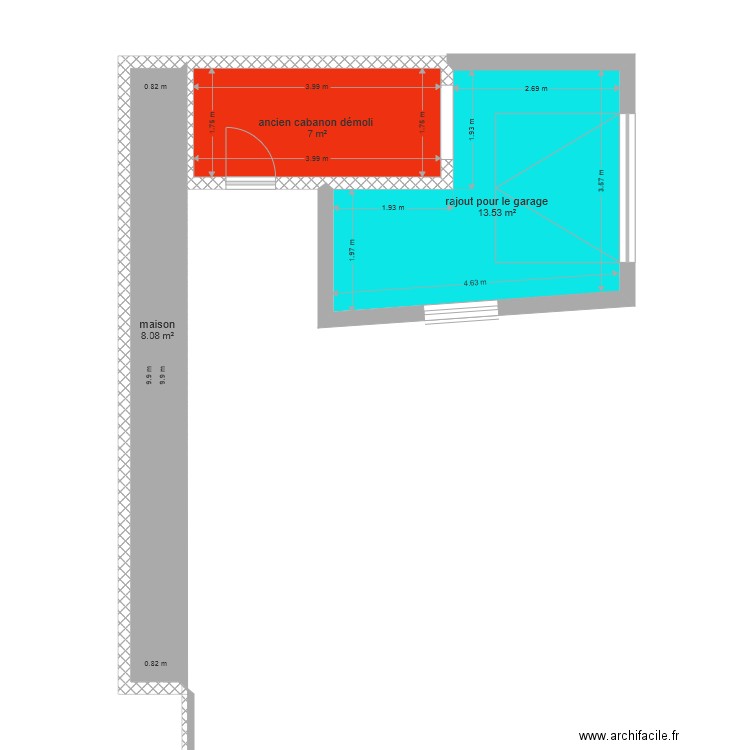 démolition garage . Plan de 0 pièce et 0 m2