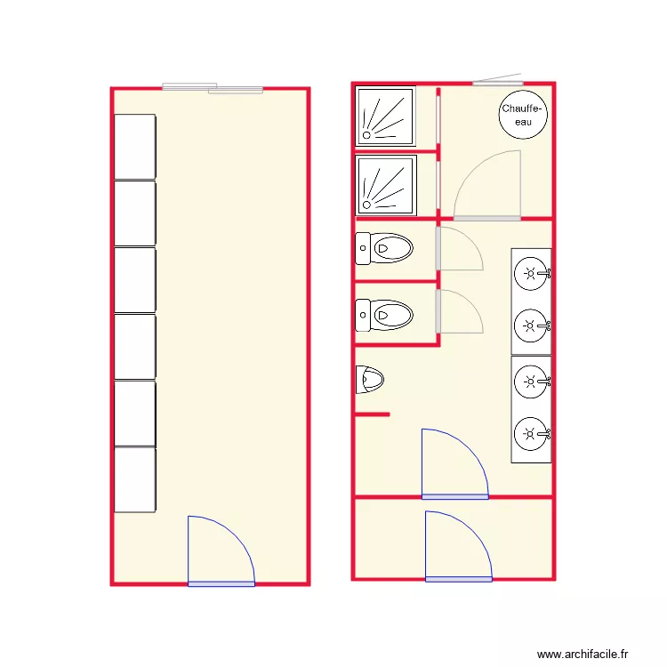 Module LOC VESTIAIRE ET SANITAIRE. Plan de 