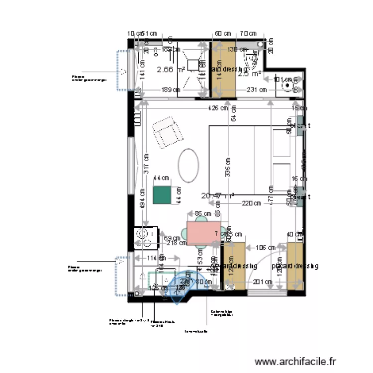 Plan projet 1 bis appartement MOLINARO. Plan de 