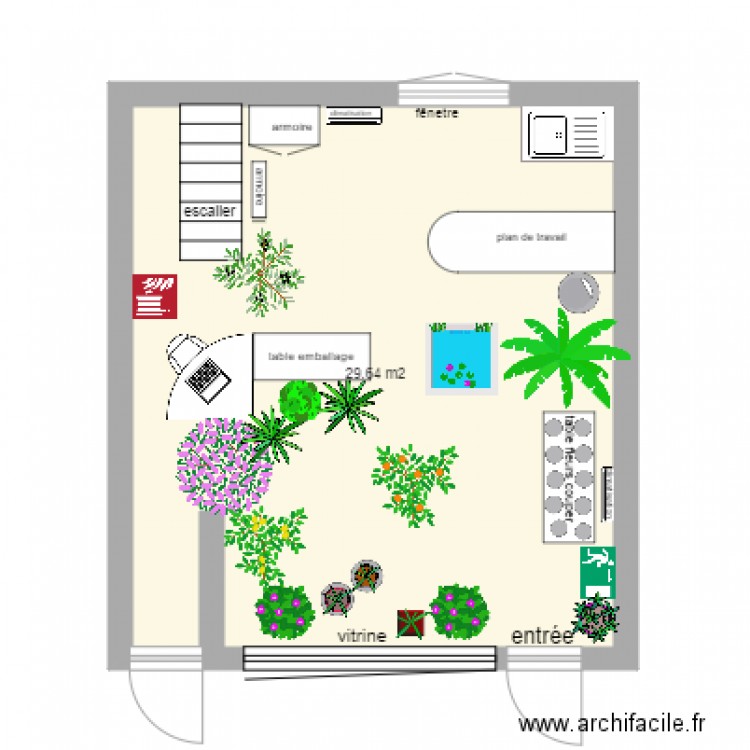 magasin fleuriste. Plan de 0 pièce et 0 m2