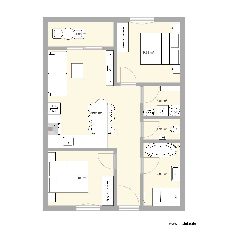 Apartamento Albufeira Diogo Leote. Plan de 7 pièces et 57 m2