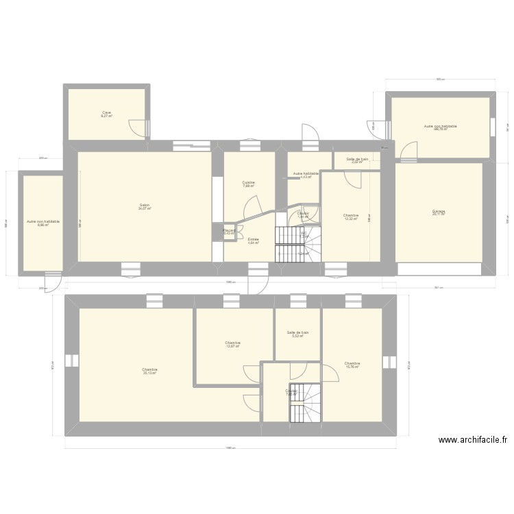 Le Marembert. Plan de 19 pièces et 199 m2