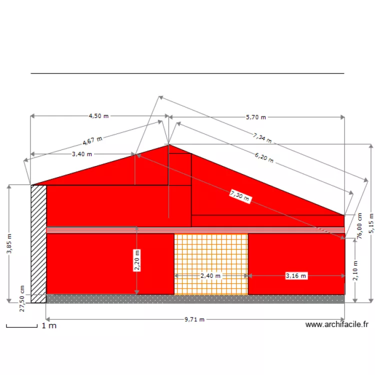 Mur creperie. Plan de 